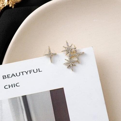 2020 Fashion Korean Star Simple Asymmetric Earrings Female Crystal Classic Geometric Women Stud Earrings