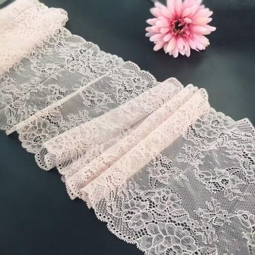 3meters/lot 18cm Wide Pink Color Stretch Elastic Lace Trim Sewing Supplies Garments Spandex Lace Fabric for Underwear bra