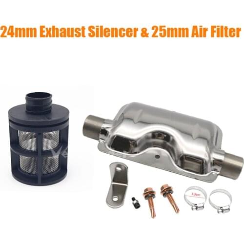 Car 25mm Air Filter + 24mm Exhaust Pipe Silencer Muffler Clamp Bracket Kit For Ebespacher Webasto Diesel Fuel Air Parking Heater