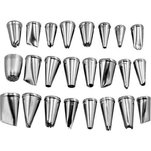 BornIsKing 24Pcs/set Large Stainless Steel Icing Piping Nozzles Pastry Tips Set For Cake Decorating Sugar Craft Tool Smile