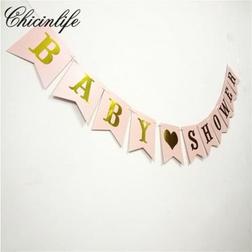Chicinlife 11Pcs/Set Baby Shower Sign Paper Bunting Banner Garland Decor boy/girl Happy Birthday Photo Prop decoration supplies