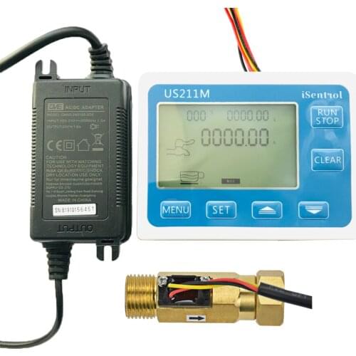 US211M USC-HS21TF Water Flow Meter Digital Hall Water Flow Sensor Reader with Brass Union 1-30L/min hall water flowmeter turbine