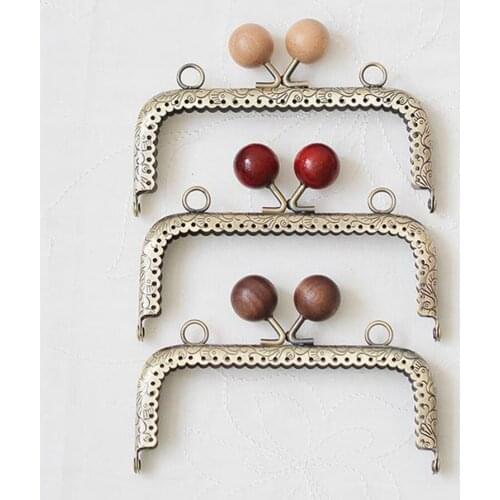 Wood Ball Head Metal Frame for Coin Purse Bag Handbag DIY