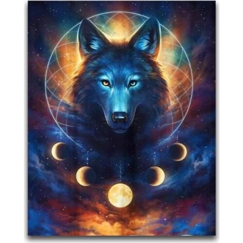 DIY 5d Diamond painting full square or round drill Wolf & dream catcher picture of rhinestones diamond Embroidery gift WG1154