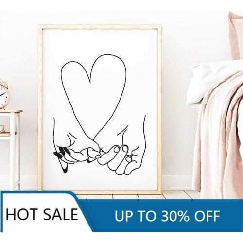 Pinky Promise Abstract Wall Art Canvas Painting Poster Print I Love You Personalized Romantic Custom Name Wedding Gifts Home Dec