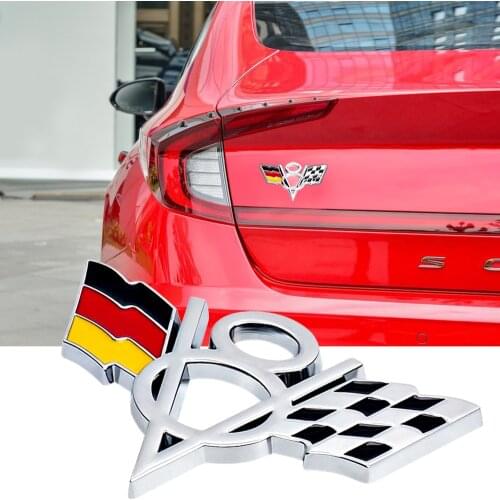 V8 German Flag Nameplate Car Fender Trunk Logo Sticker Metal Badge For Mercedes Benz BMW Audi Volkswagen VW M3 M5 M6 Car Styling