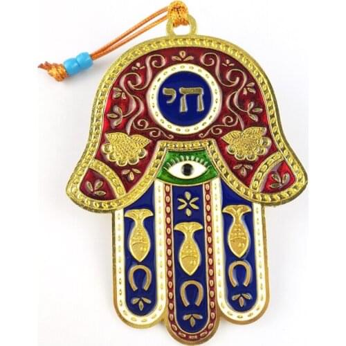 Israel Hamsa Hand Palm Pendant Turkey Evil Eye Jewish Hamesh Living Good Luck Home Wall Decor Multicolor Hamsa Hand Amulet