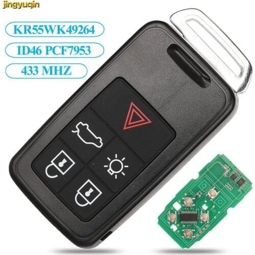 Jingyuqin Remote Car Key 434Mhz ID46 PCF7953 Chip For Volvo KYDZ S60 S60L S80 V40 V60 XC60 XC70 5 Button Smart Key