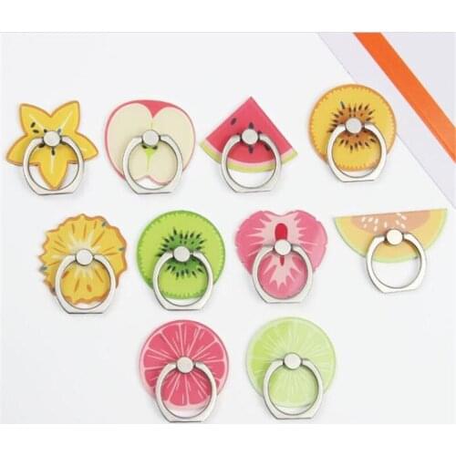 100PCS/LOT Cartoon Fruits Kiwifruit Cantaloupe Finger Ring Smartphone Stand Holder Mobile Phone Holder For Huawei All Phone