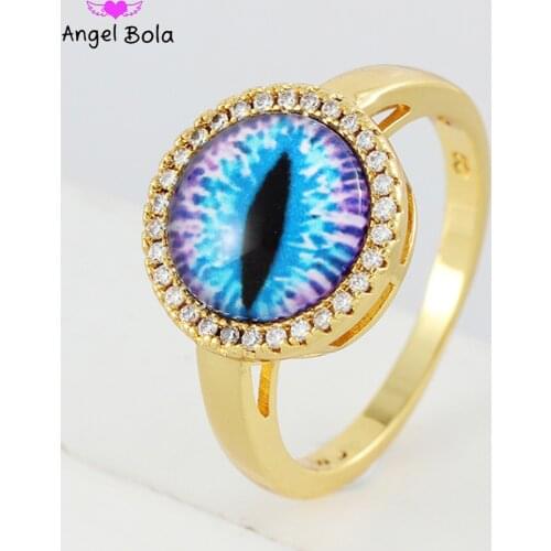 Cool Design Golden Circle Lucky Demon Eye Unisex Ring Size Personality Punk Street Style Top Quality Jewelry Holiday Gift