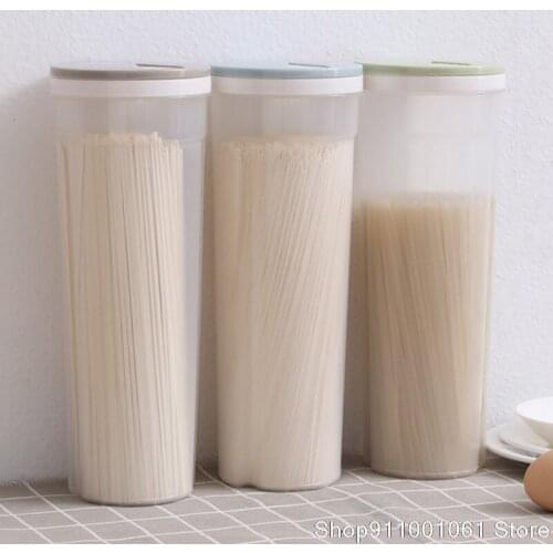 Kitchen Noodle Grain Storage Container Rice Box Cereal Bean Container Sealed Spaghetti Tank Crisper With Measuring Hole