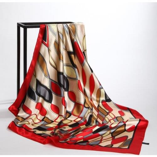Fashion Silk Satin Hijab Scarf For Women Square Shawls and Wraps Printed Kerchief Neck Scarfs Female 90cm Bag Scarves For Ladies