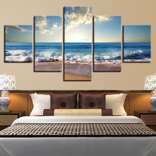 Minimalist Home Decor Family Canvas 5 Set Painting Sunset Sea Landscape Prints Wall Art Modular Pictures Poster Direct Selling