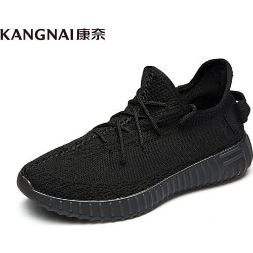 KANGNAI Mens Sneakers Air Mesh Sports Shoes Male Anti-Skidding Casual Shoes Soft Sole Solid Color Footwear