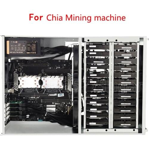 Chia Mining Rig Motherboard Set ATX Case Chia 24-bay harvester 3.5 HDD Holder Chia X99 E5 Two-way 4GB RAM 120G SSD Miner Set