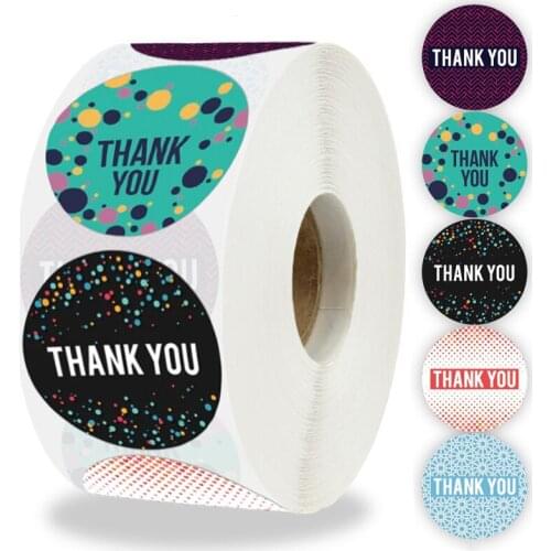 500 sheets/roll of cartoon thank you stickers, used for envelope notebook diary scrapbook holiday birthday party gift decoration