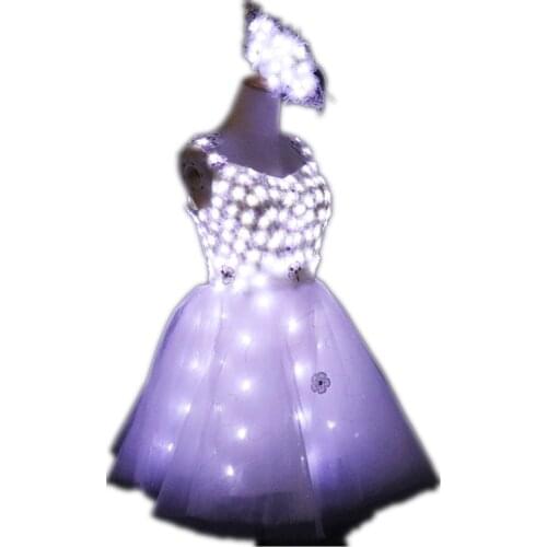 New Arrival Bride Light Up Luminous Clothes LED Costume Ballet Tutu Led Dresses For Dancing Skirts Wedding Party