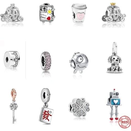 New European Dog Pendant Pink Spacer Cup Beads Fit Original Pandora Charms Silver 925 Bracelet DIY Women Jewelry Accessories