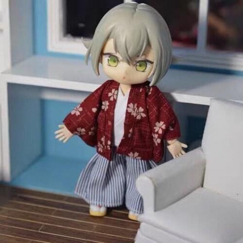 OB11doll Clothing is suitable for 1/12 stylish and versatile new Japanese mens kimono jacket + sleeveless top + pants 3 piece