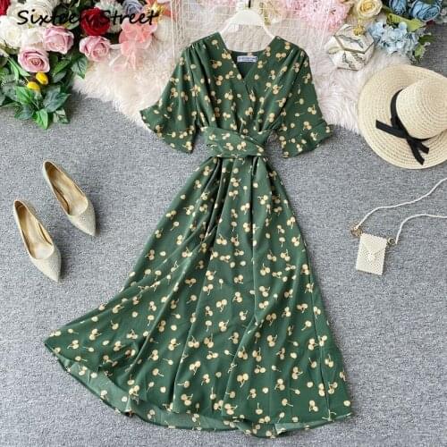 High Waist Dresses for Women V-neck Short Sleeve Summer Lace Up Female Vestido De Mujer Y2k Dress High Quality Korean Style