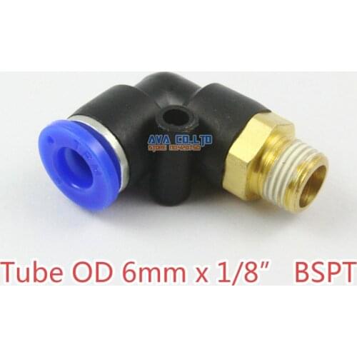 10 Pieces Tube OD 6mm x 1/8" BSPT Male Elbow Pneumatic Connector Push In To Connect Fitting One Touch Quick Release Air Fitting