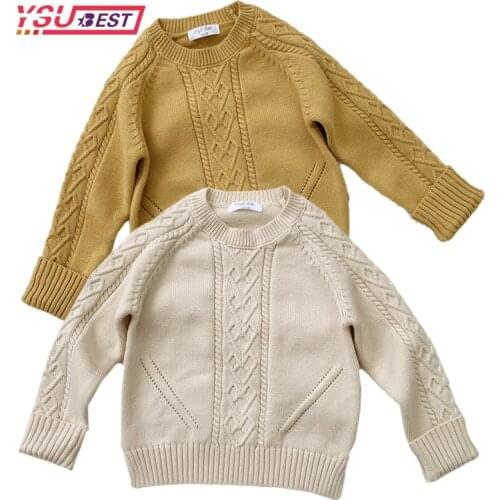 Baby Kids Boys Pullover Sweaters 1-7Yrs Autumn Winter Baby Girls Kids Knit Pure Color Sweater Childrens Clothes Long Sleeve
