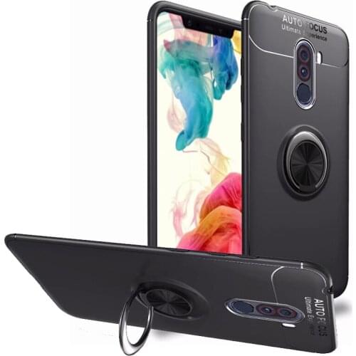 360 degrees Adjustable metal Ring Stand Grip Shock Absorbing Back Cover case for Xiaomi Pocophone F1 / Xiaomi Poco F1