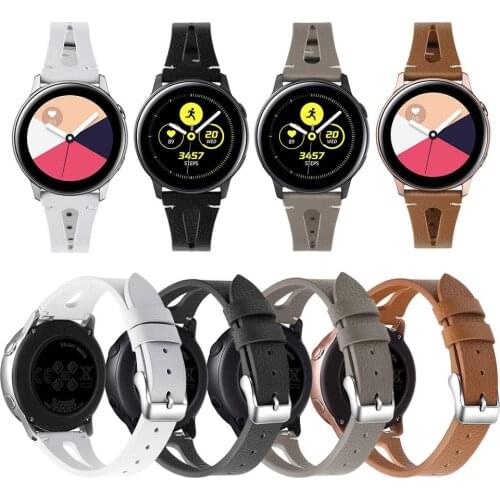 Genuine Leather Watchband for Samsung Galaxy Watch Active Women Band Stainless Steel Buckle Soft Leather Strap