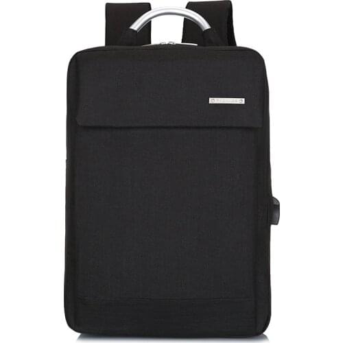 Hot Hard Metal Handle Backpack Canvas Laptop USB Backpack Male Student School Bags Square Travel Back Pack Multifunction Bagpack