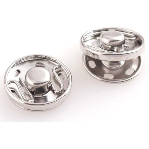 Silver Press Studs Round Snap Button Copper Snap Fastener Spring Metal Snap Sew-on Snap Button Press Sewing Leather Craft 19mm