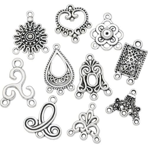Mixed Connector Charms Antique Silver Plated Pendants for Jewelry Making Accessories Craft DIY Handmade Jewelry Findings