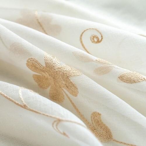 Modern Embroidered Flower Tulle Living Room Cortinas Doors Sheer Curtains For Bedroom Kitchen Window Voile Short Curtains