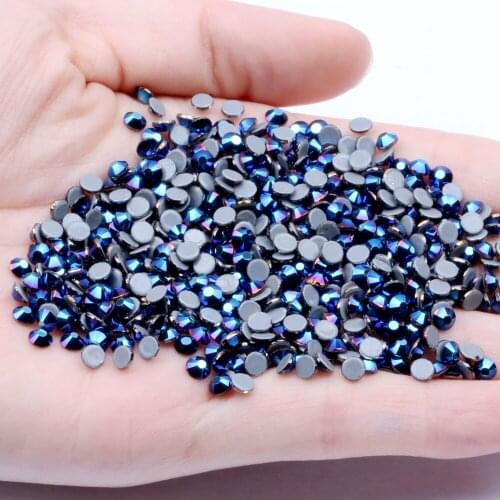 Hotfix Blue Hematite SS3-SS30 And Mixed Sizes Hotfix Glass Rhinestones For Flatback DIY Crafts Clothes Shoes Nail Decorations