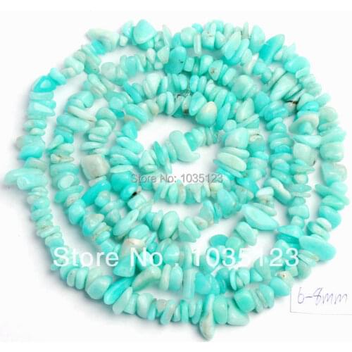 High Quality 5-8mm Natural Blue Amazonite Freeform Gravel DIY Gems Loose Beads Strand 34" Jewelry Making w355