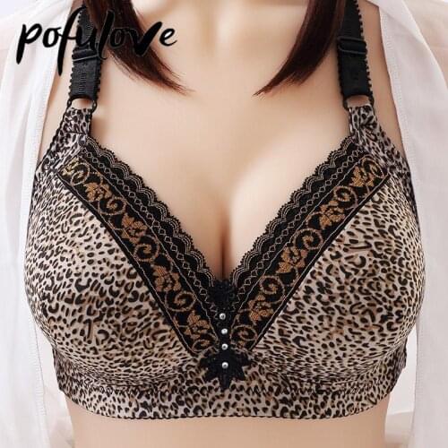 Sexy Leopard Bra for Women Push Up Bras Wire Free Underwear Seamless Bralette Plus Size 36-44 B C Female Brassiere Tops Fashion