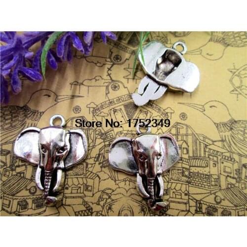10pcs--Elephant Charms,Antique Tibetan Silver Tone Elephant pendants/charms 27x17mm