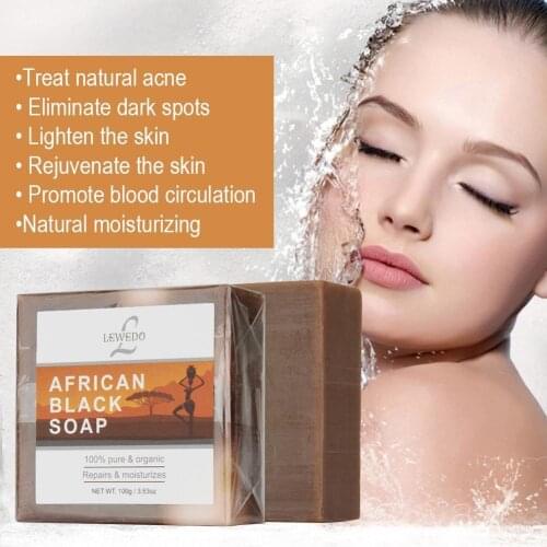 100g Cleansing African Black Soap Black Soap Body Moisturizing Skin Soa Care Mites Cleansing Skin Removal Black T1W4