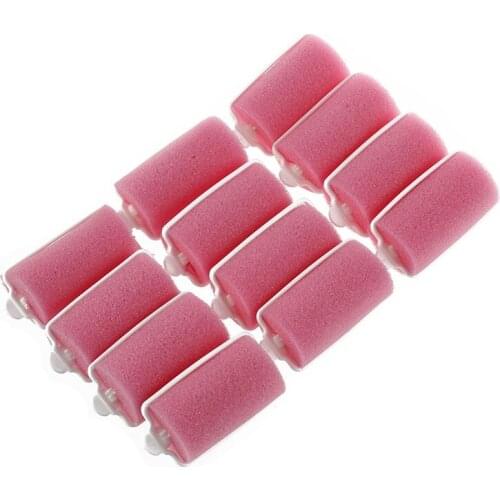 12pcs Magic Sponge Foam Cushion Hair Styling Rollers Curlers Twist Tool Salon Pink
