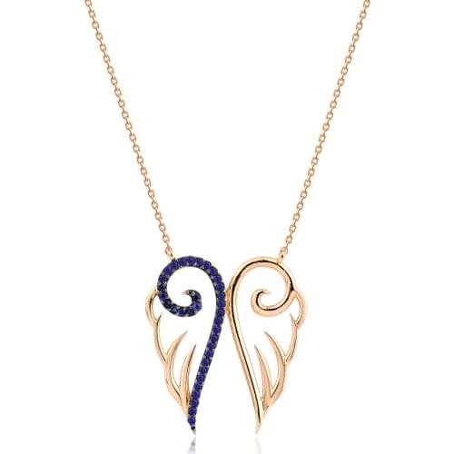 14k Gold Natural Sapphire Angel Necklace PN1061RMS