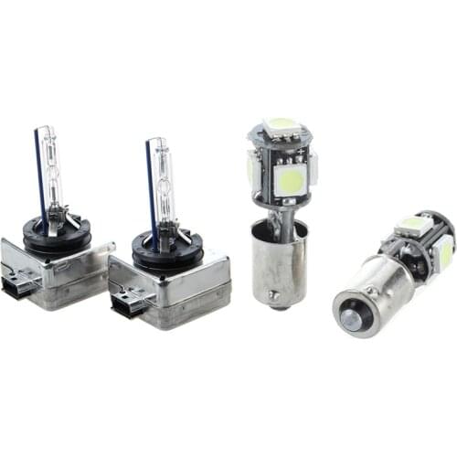 2 x Car Auto D1S Front Light Headlight HID Xenon Bulb 35W 8000K with 2X Bulb 5 LED 5050 SMD BA9S H6W T4W White
