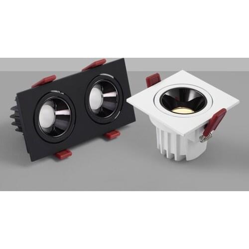 2020 dimmable anti-glare LED recessed downlight 5W 7W 12W ceiling spotlight AC 110V/220V angle adjustable square spotlight