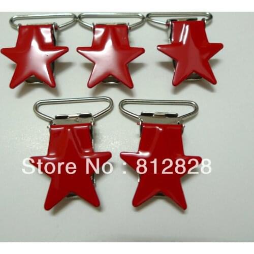 25pcs 1'' 25mm #MD36 Red Color Enamel Star Suspender Clips