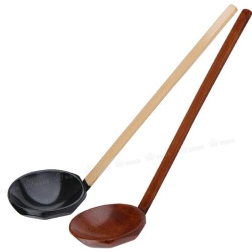 27cm Wood Spoons Bamboo Handle Soup Spoon Chafing Dish/Hot pot Spoon Dinnerware Creative Long Handled Wooden tablespoon