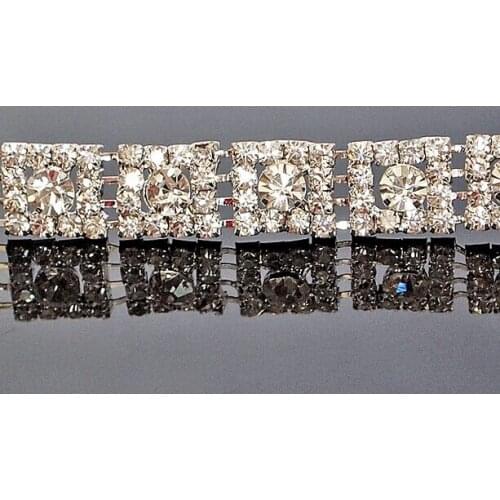 5 Yards per Lot Clear Crystal Intensive Silver Base New Style Diy Beauty Accessories Square Rhinestone Trim Chain