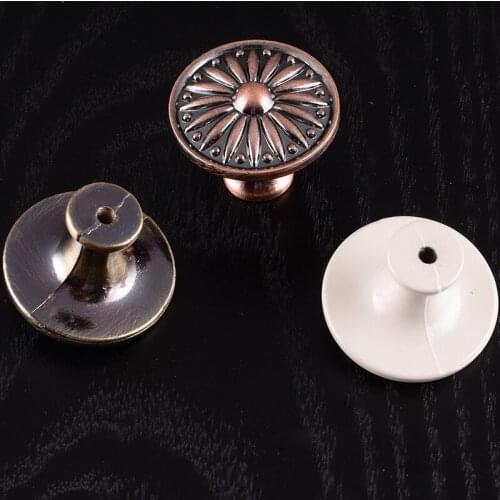 8pcs Round Vintage Metal Cabinet Knobs Funiture Cabinet Drawer Knobs White Kitchen Cupboard Pull Handles