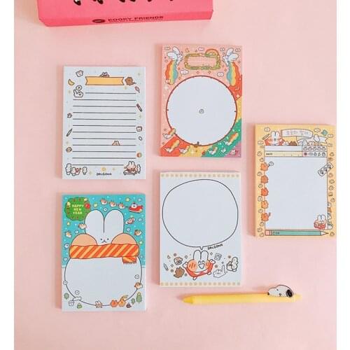 80 Sheets Kawaii Bread Rabbit Memo Pad Diary DIY Planner Notepad Cute Stationery School Office Supply Kids Gift