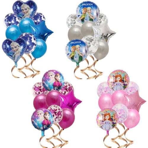 9Pcs Elsa Disney Frozen Princess Helium Balloons Confetti Latex Balls Baby Shower Birthday Party Decorations Kids Toys Girl Gift