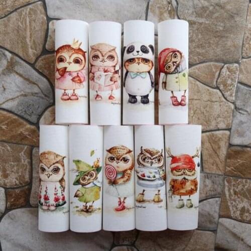 Home Textiles Owls Fabrics Cloth Digital Printed Cloth Animal Diy Patchwork Handmade Canvas 9 Piece 15*15cm For Sew New Warp
