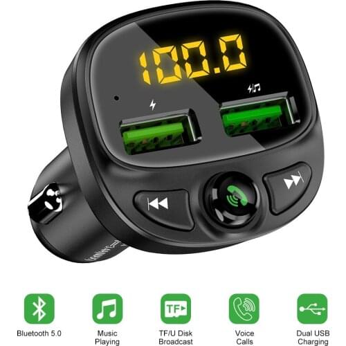 Car Phone Bluetooth Charger Transmitter Fm Radio Dual Usb Smart Charger For Iphone Android Wireless Adapter Mp3 Player Tf Card