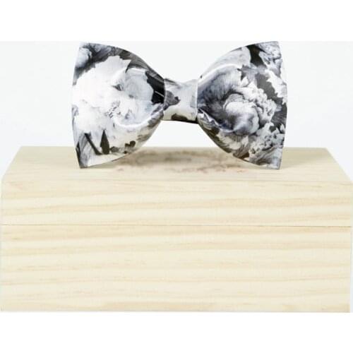 Free Shipping New mans casual male Bow tie black and white rose print Korean literary students groom groomsmen wedding gift